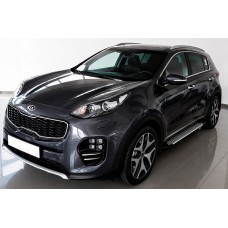 Бокові пороги Allmond Grey (2 шт., алюміній) для Kia Sportage 2015-2021 рр
