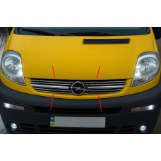 Накладки на решетку 2001-2007 (8 шт, нержавейка) для Opel Vivaro