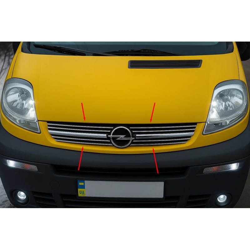 Накладки на решетку 2001-2007 (8 шт, нержавейка) для Opel Vivaro