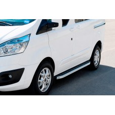Боковые пороги Fullmond (2 шт., алюминий) Длинная База для Ford Custom 2013-2022 гг