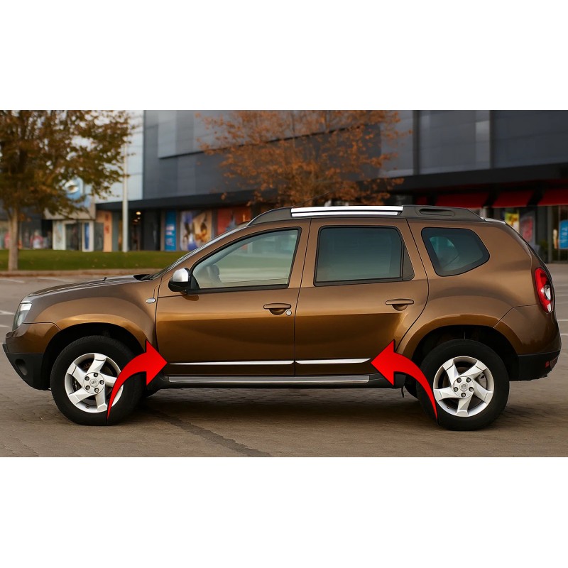 Молдинг дверний (4 шт., нерж.) Carmos - Турецька сталь для Dacia Duster 2008-2018 рр