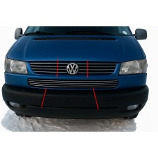 Накладки на решітку в бампер Косою капот (4 шт, нерж) для Volkswagen T4 Caravelle/Multivan 1990-2003 рр