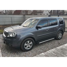 Бокові пороги Maya V1 (2 шт., алюміній) для Honda Pilot 2008-2015 рр