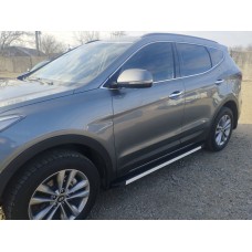 Бокові пороги Maya V1 (2 шт., алюміній) для Hyundai Santa Fe 3 2012-2018 рр