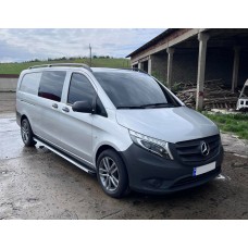 Бокові пороги Maya V1 (2 шт., алюміній) Довга (ExtraLong) для Mercedes Vito / V-class W447 2014- рр