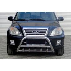 Кенгурятник WT003 (нержавейка) d60 с трубой для Chery Tiggo 1 2005-2016 гг