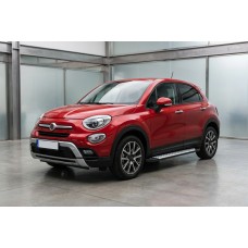 Бокові пороги Allmond Grey (2 шт., алюміній) для Fiat 500X 2014-2024 рр