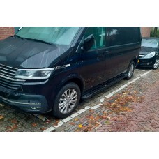 Бокові пороги Allmond Black (2 шт., алюміній) Довга база для Volkswagen T6 2015-2024 рр