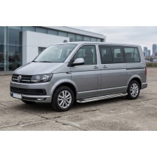 Бокові пороги Maydos V2 (2 шт., нерж) Тільки на коротку базу для Volkswagen T6 2015-2024 рр