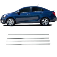 Нижні молдинги стекол (нерж) Sedan, OmsaLine - Італійська нержавійка для Chevrolet Aveo T300 2011-2020 рр