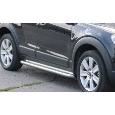 Боковые пороги Premium (2 шт., нерж.) Ø60 для Chevrolet Captiva 2006-2019 гг