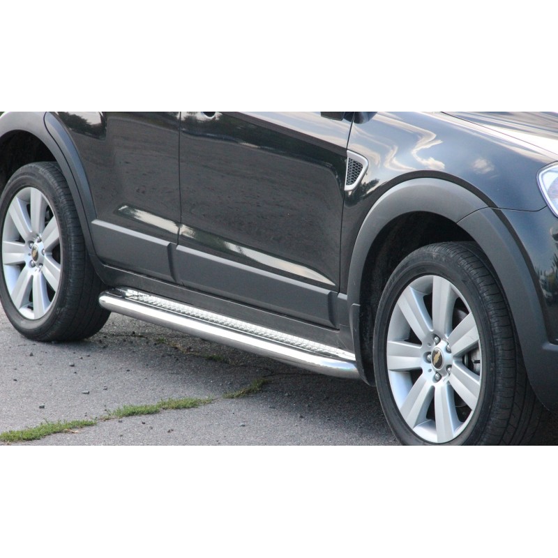 Боковые пороги Premium (2 шт., нерж.) Ø60 для Chevrolet Captiva 2006-2019 гг