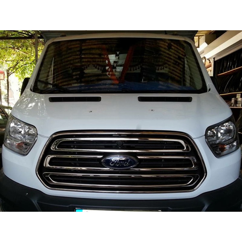 Накладки на решітку (2014-2018, 3 шт, нерж) Carmos - Турецька сталь для Ford Transit 2014- рр Накладки на решітку (2014-2018, 3 шт, нерж) Carmos - Турецька сталь для Ford Transit 2014- рр