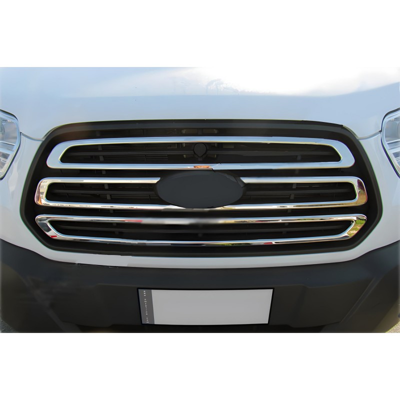 Накладки на решітку (2014-2018, 3 шт, нерж) Carmos - Турецька сталь для Ford Transit 2014- рр