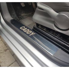 Накладки на внутренние пороги (Carmos, сталь) 4 штуки для Volkswagen Caddy 2004-2010 гг