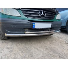 Губа нижняя двойная ST014 (нерж) 60/48мм для Mercedes Viano 2004-2014 гг