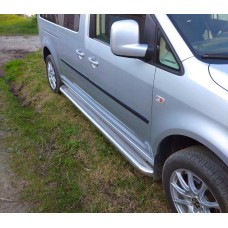 Бокові пороги Premium (2 шт., нерж) Maxi база, d60 для Volkswagen Caddy 2004-2010 рр