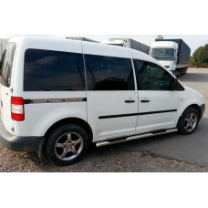 Бічні труби BB002 (2 шт., нерж) 60 мм, Maxi база для Volkswagen Caddy 2010-2015 рр