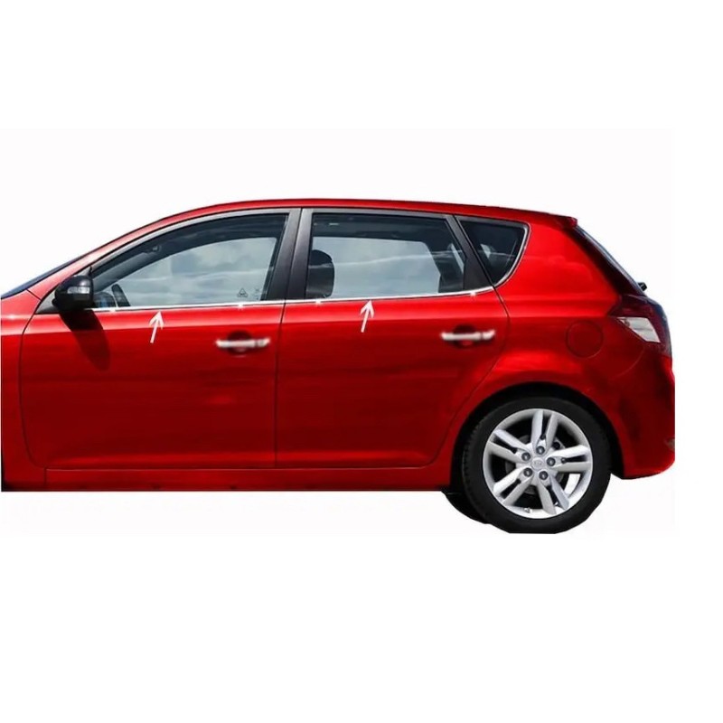 Окантовка стекол (4 шт, нерж.) для Kia Ceed 2007-2012 гг