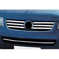 Накладки на решітку (6 шт, нерж) Carmos - Турецька сталь для Volkswagen T5 Caravelle 2004-2010 рр