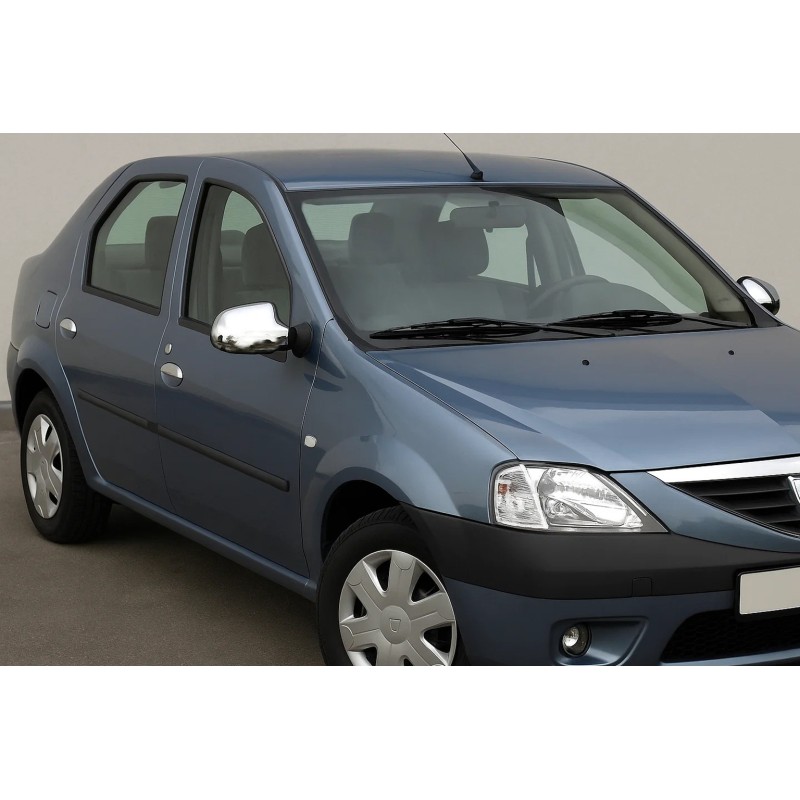 Накладки на дзеркала повні (2 шт.) ABS - Хромований пластик для Dacia Logan I 2005-2008 рр