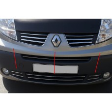 Накладки на решітку бампера 2007-2015 (6 шт, нерж) для Renault Trafic рр