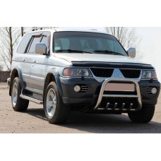 Кенгурятник QT006 (нержавейка) для Mitsubishi Pajero Sport 1996-2007 гг