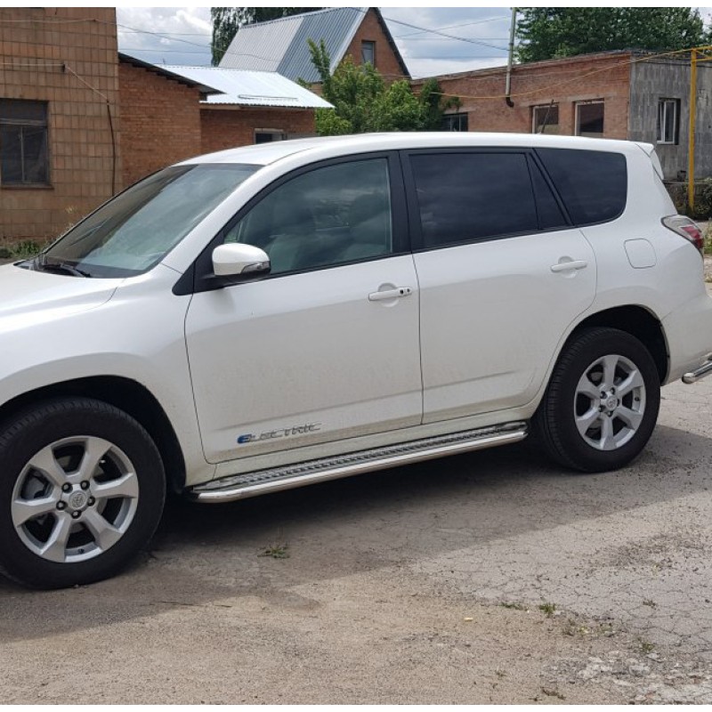 Бокові пороги Premium (2 шт., нерж) 60 мм для Toyota Rav 4 2006-2013 рр