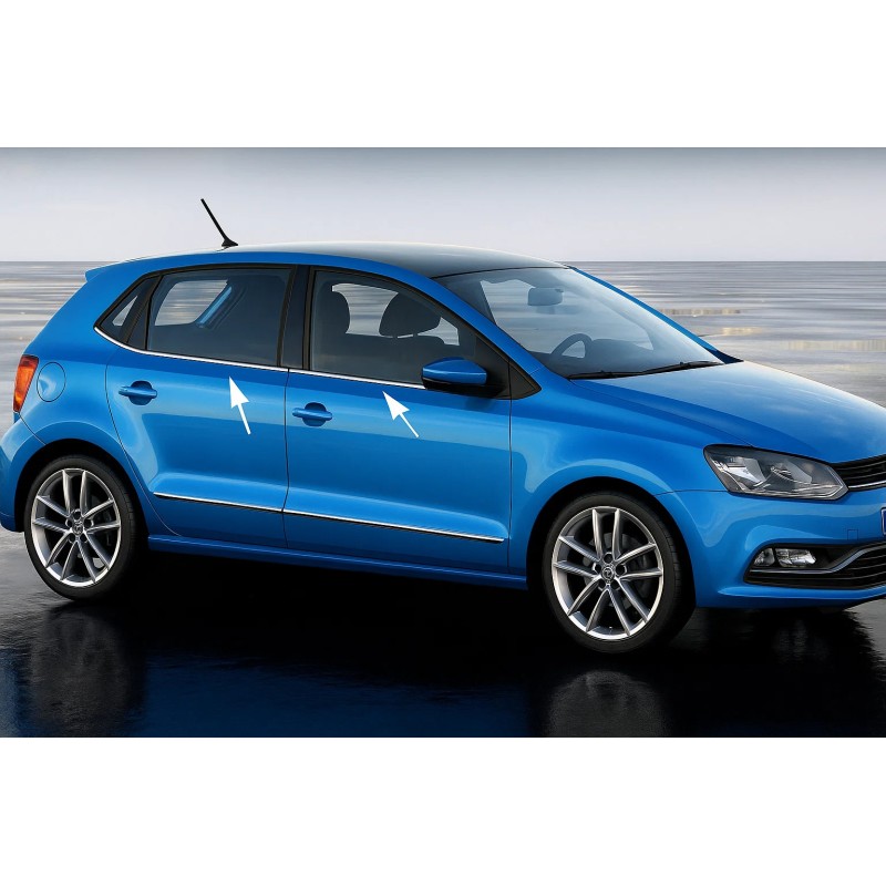 Окантовка вікон HB (6 шт, нерж) для Volkswagen Polo 2010-2017 рр