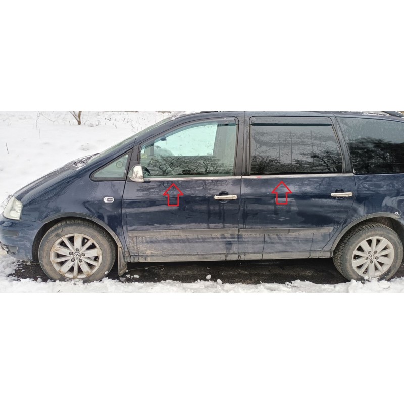Окантовка вікон (4 шт, нерж) OmsaLine - Італійська нержавійка для Volkswagen Sharan 1995-2010 рр