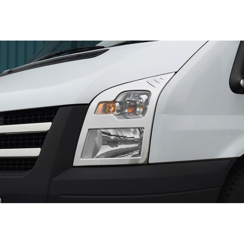 Накладки на фари (2 шт., нерж) OmsaLine - Італійська нержавійка для Ford Transit 2000-2014 рр