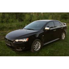 Накладки на дзеркала (2 шт) OmsaLine - Італійська нержавійка для Mitsubishi Lancer X 2008- рр
