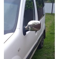 Накладки на зеркала (2004-2008, 2 шт) Carmos - Турецкая сталь для Renault Kangoo