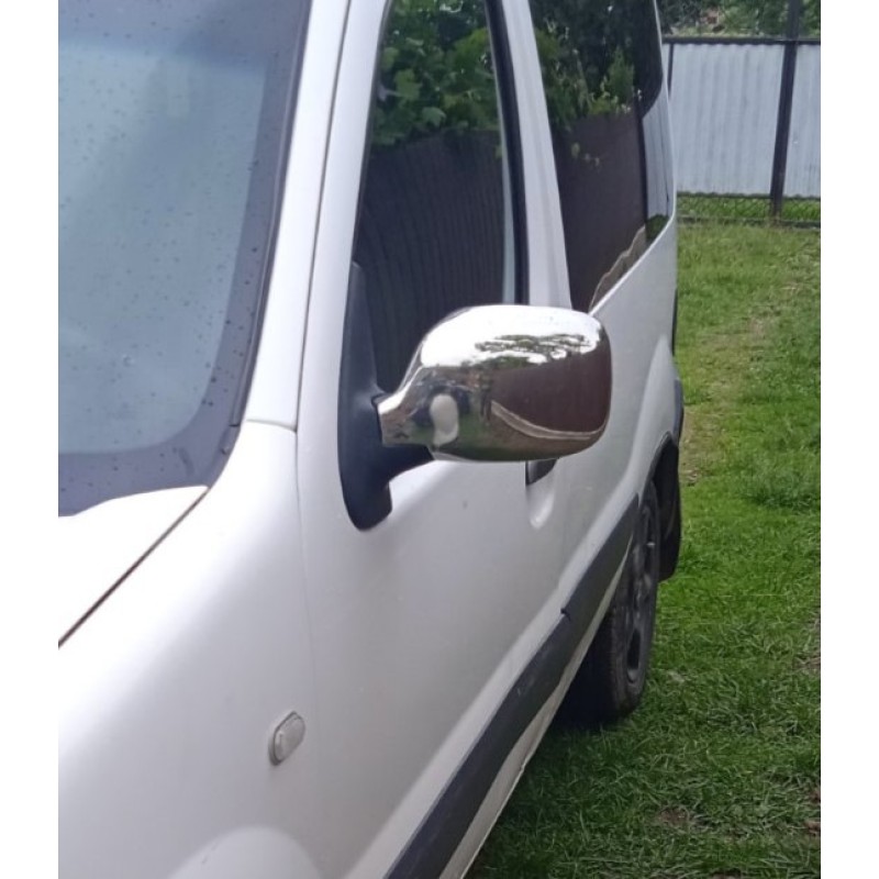 Накладки на зеркала (2004-2008, 2 шт) Carmos - Хромированный пластик для Renault Kangoo
