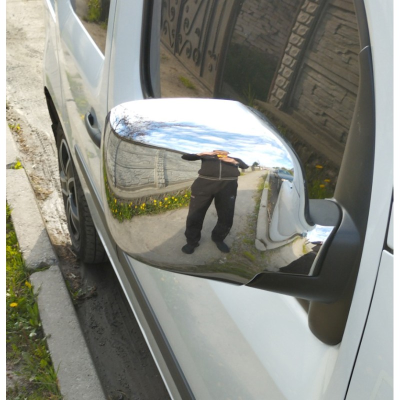 Накладки на дзеркала 2008-2013 (2 шт) Carmos - Хромований пластик для Renault Kangoo рр