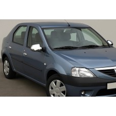 Накладки на дзеркала повні (2 шт) Carmos - Хромований пластик для Renault Logan I 2005-2008 рр