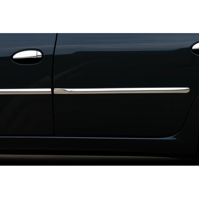 Молдинг дверей (4 шт, нерж) OmsaLine - Італійська нержавійка для Renault Logan I 2005-2008 рр