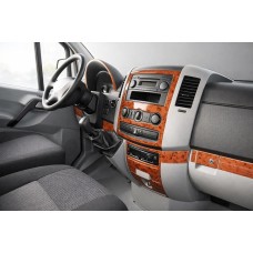 Накладки на панель приборов (19 деталей) Карбон для Volkswagen Crafter 2006-2016 гг