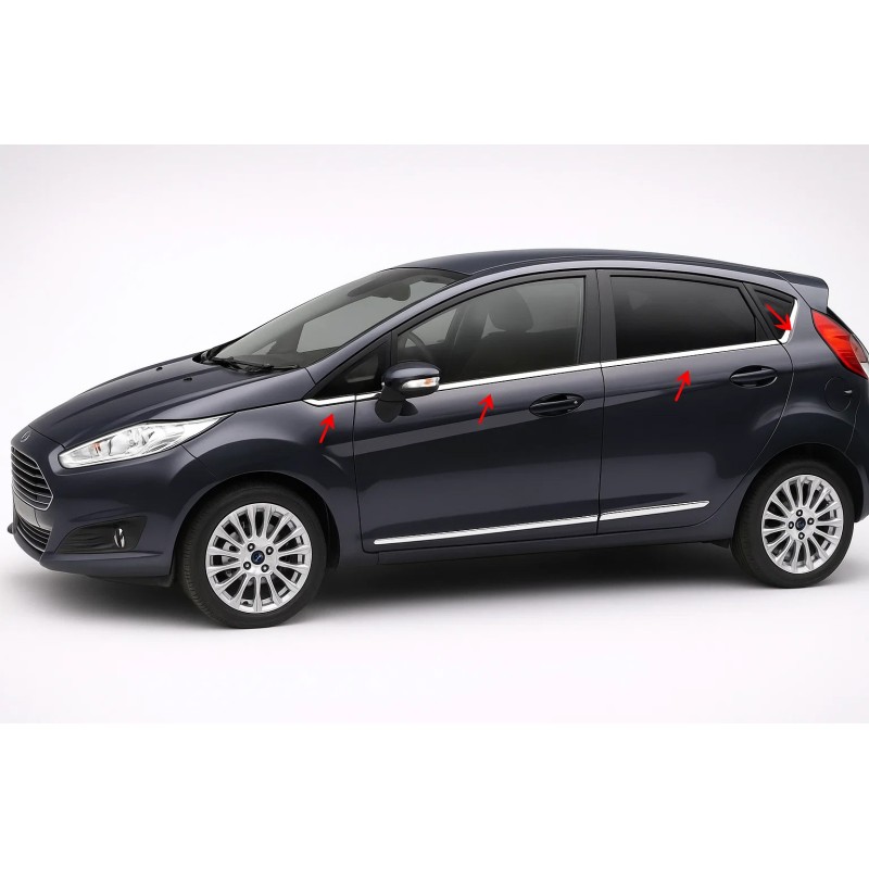 Молдинг скла (8 шт., нерж.) OmsaLine - Італійська нержавійка для Ford Fiesta 2008-2017 рр