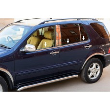 Наружняя окантовка стекол (4 шт, нерж) OmsaLine - Итальянская нержавейка для Mercedes ML W163