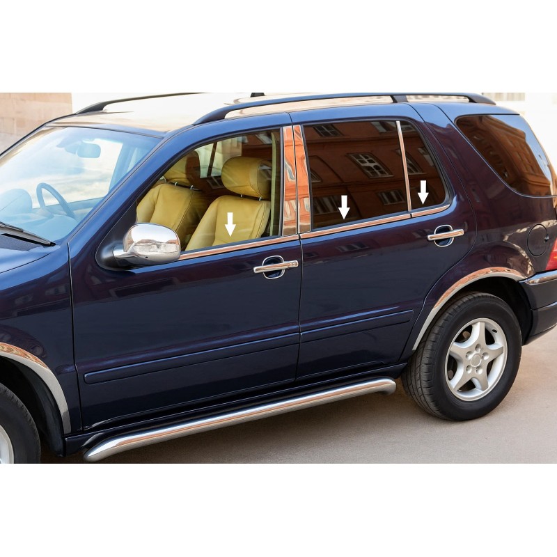 Зовнішня окантовка вікон (4 шт, нерж) Carmos - Турецька сталь для Mercedes ML W163