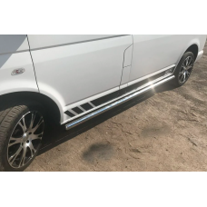 Бічні труби (2 шт., нерж) 60мм, Довга база для Volkswagen T5 Caravelle 2004-2010 рр