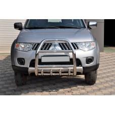 Передняя защита QT007 (нержавейка) для Mitsubishi Pajero Sport 2008-2015 гг