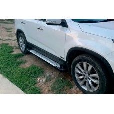 Бокові пороги Allmond Grey (2 шт., алюм.) 2010-2013 для Kia Sorento II XM рр