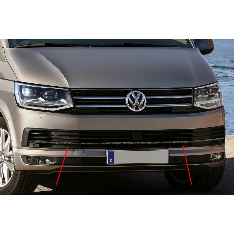 Накладки на решітку бампера 2015-2019 (3 шт, карбон) для Volkswagen T6 рр