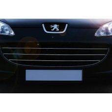 Накладки на решітку (3 шт, нерж) OmsaLine - Італійська нержавійка для Peugeot 407 2004-2011 рр