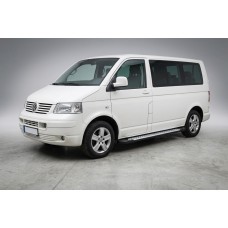 Бокові пороги Allmond Grey (2 шт., алюм) Довга база для Volkswagen T5 Transporter 2003-2010 рр
