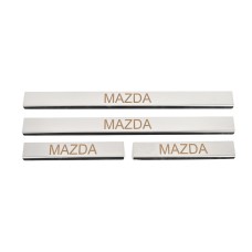 Накладка на пороги Carmos (4 шт, нерж) V-3 для Mazda 6 2008-2012 рр