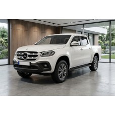Бокові пороги Tayga Black V1 (2 шт., алюміній) для Mercedes X class 2017-2020 рр