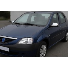 Накладки на зеркала верхняя часть (2 шт, нержавейка) для Dacia Logan I 2005-2008 гг